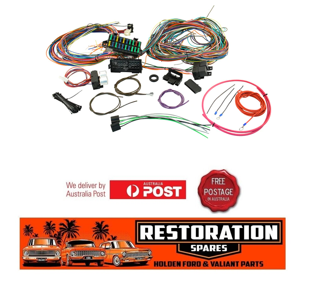 CAL CUSTOM UNIVERSAL 20 CIRCUIT WIRING HARNESS HOT ROD CUSTOM HOLDEN FORD CAR