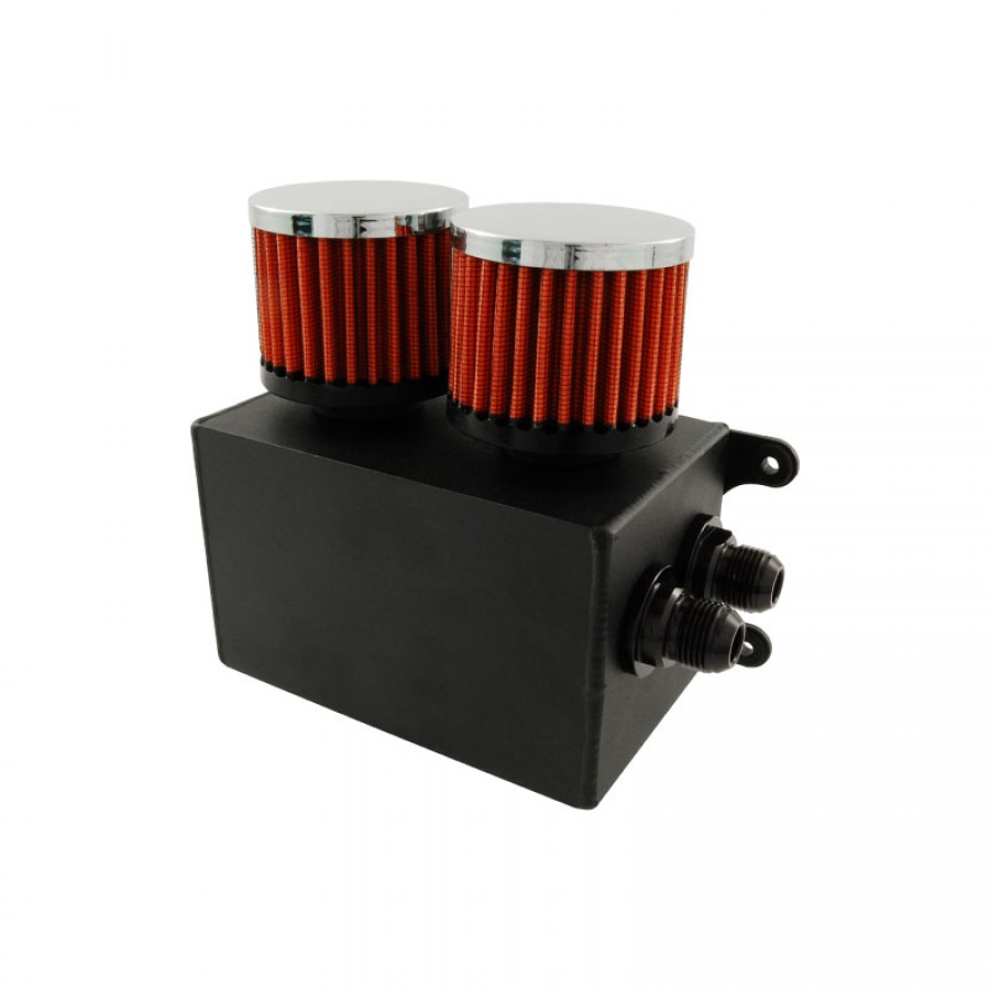 1.1 LITRE BLACK ALLOY RECTANGLE OIL CATCH CAN WITH BREATHERS