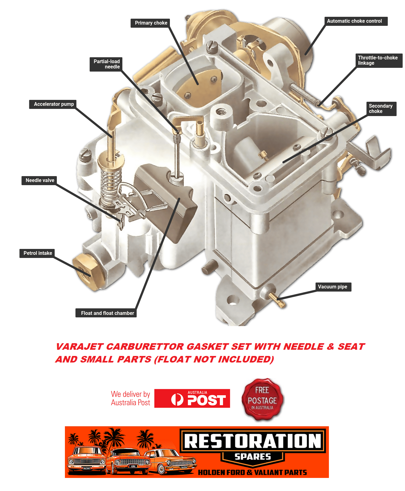 HOLDEN WB COMMODORE VC VH VK 4 AND 6cyl CAMIRA JB JD VARAJET CARBURETTOR TUNE UP KIT