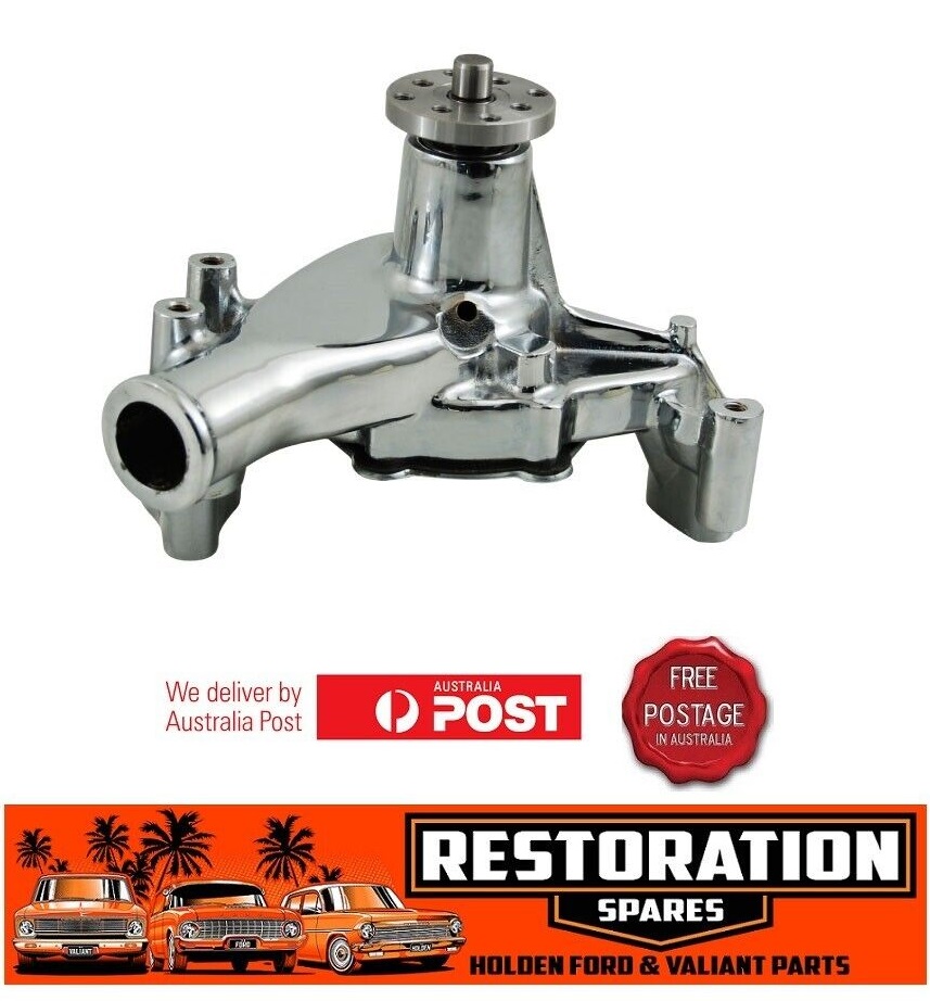 ALUMINIUM SMALL BLOCK CHEV LONG NOSE WATER PUMP CHROME HOLDEN