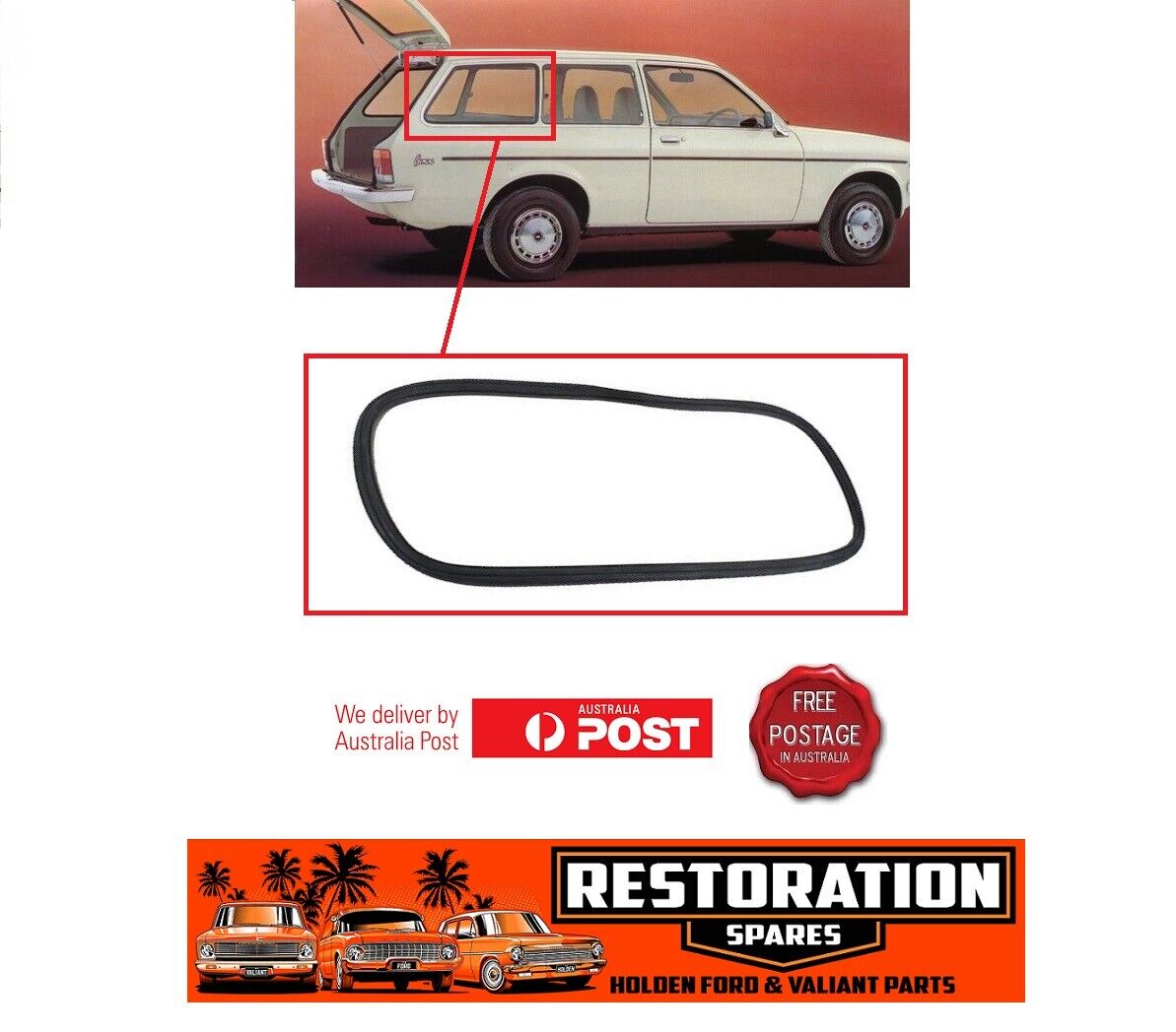 HOLDEN GEMINI STATION WAGON CARGO WINDOW REAR SIDE SEAL X 1 (2 REQUIRED)