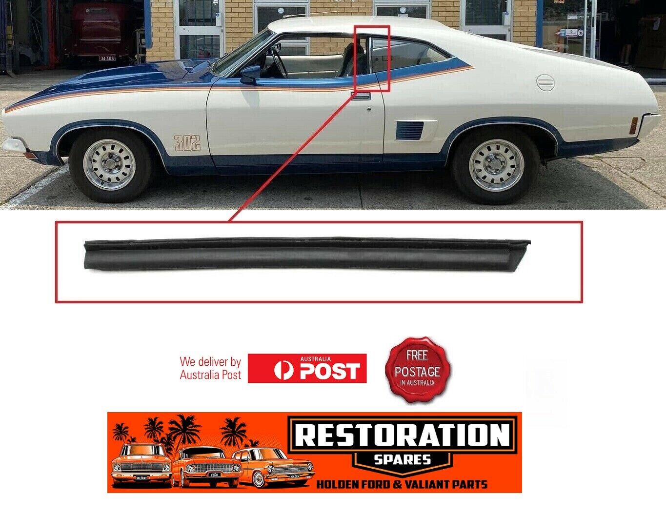 FORD XA XB XC LEFT HAND GLASS DIVIDER SEAL COUPE