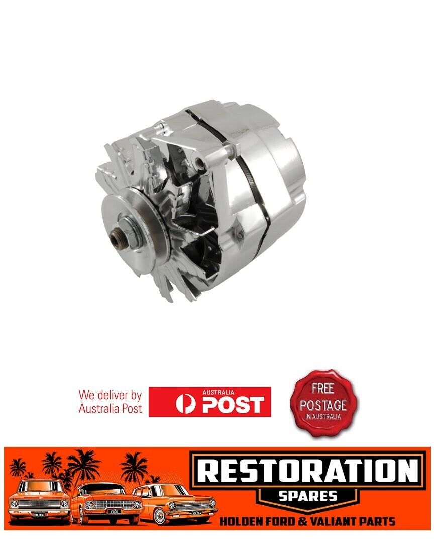 GM HOLDEN CHROME 100 amp 1 wire ALTERNATOR WITH INBUILT REGULATOR