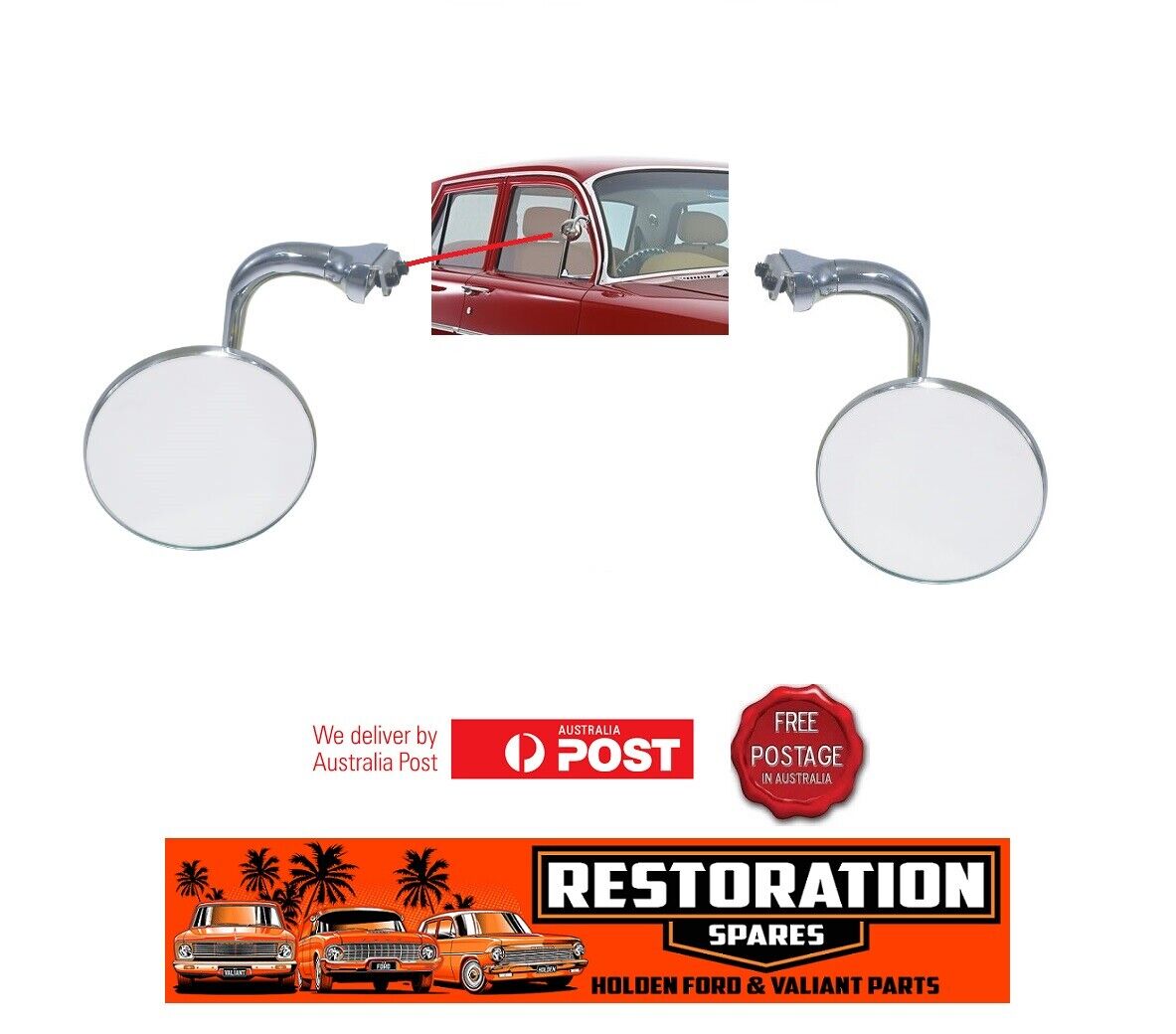 CLASSIC 4inch DOOR FRAME MOUNTED PEEP MIRROR PAIR (2)