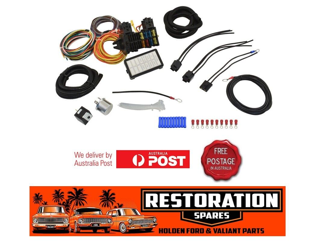 UNIVERSAL REPLACEMENT 8 CIRCUIT WIRING HARNESS HOT ROD CUSTOM HOLDEN FORD CAR