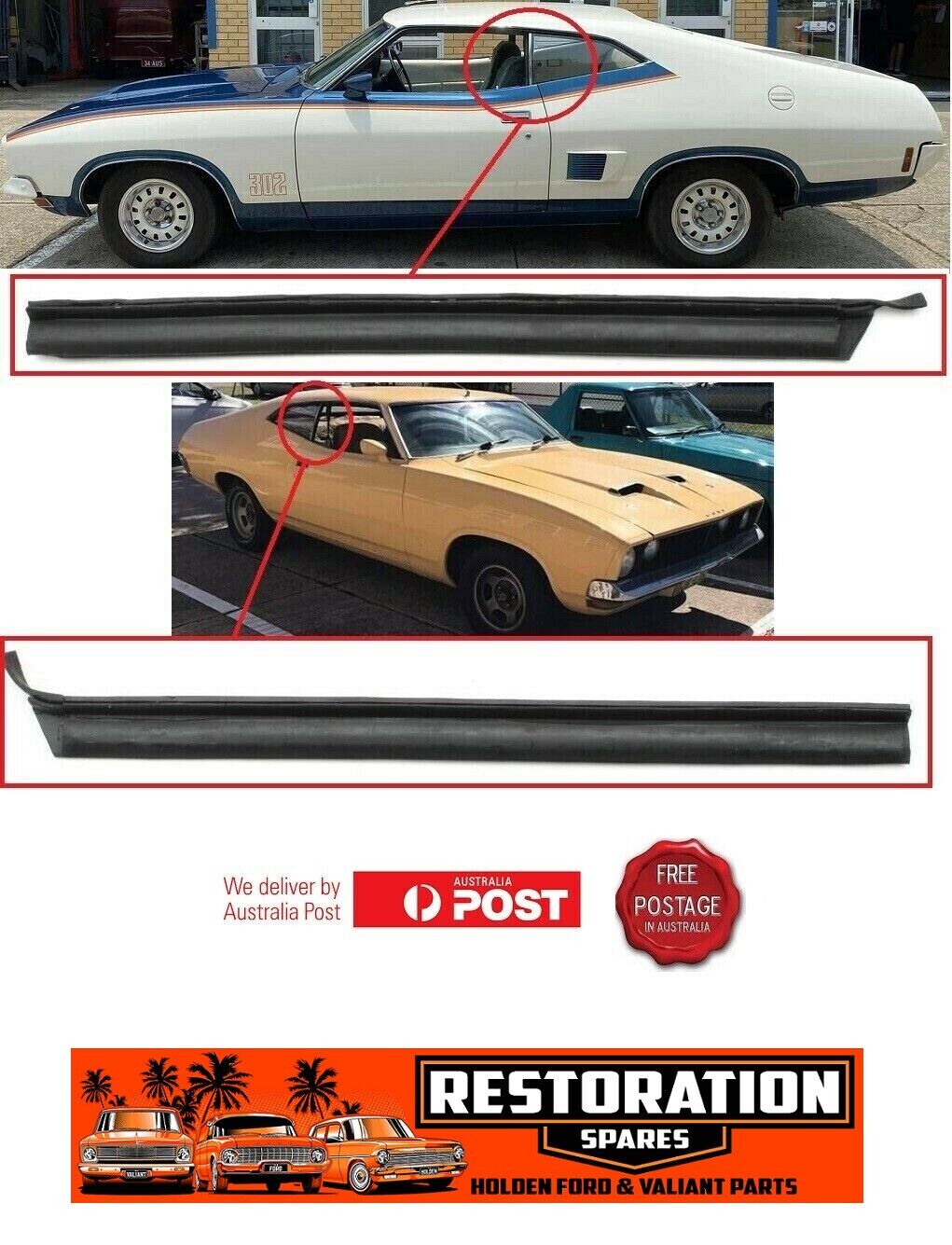 XA XB XC COUPE LEFT & RIGHT HAND SIDE DOOR GLASS DIVIDER SEAL