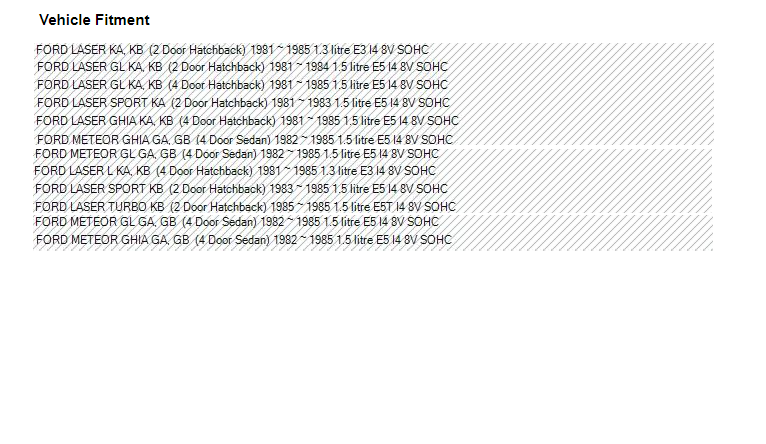MAXDA 323 BD 11/82-09/85 FORD LASER KA KB 01/81-01/86 METEOR 04/84-01/86 IGNITION SWITCH LOCK ASSEMBLY BARREL KEYS