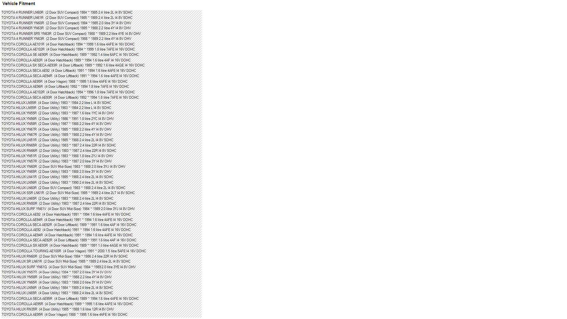 TAILGATE HANDLE TOYOTA HILUX INCLUDING 4 RUNNER COROLLA WAGON AND LIFT BACKS (See Photo for Fitment)