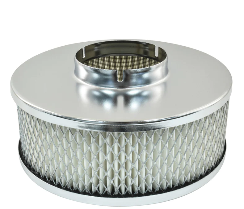 CHROME AIR CLEANER ASSEMBLY 6-3/8 X 2inch SUIT 2-5/8inch NECK 2 BARREL CARBURETTOR