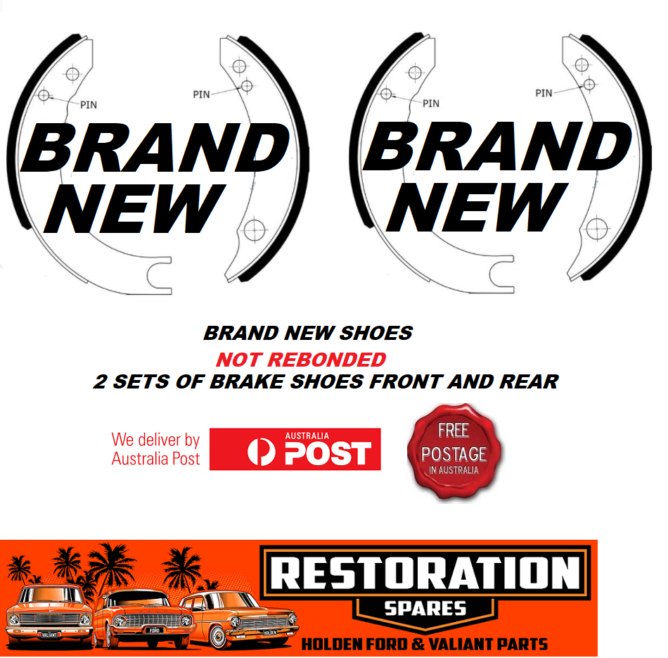 HOLDEN FX FJ BRAND NEW BRAKE SHOE SETS SUIT STANDARD DIAMETER DRUM 228.6mm (READ DESCRIPTION)