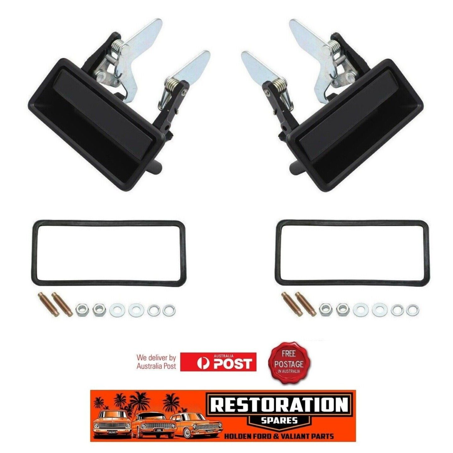 DOOR HANDLES OUTER FORD FALCON XB XC ZG ZH LEFT HAND & RIGHT HAND FRONT BLACK