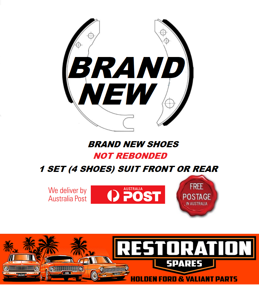 HOLDEN FJ BRAND NEW “REAR” BRAKE SHOE SET SUITS STANDARD DIAMETER DRUM 228.6mm (READ DESCRIPTION)