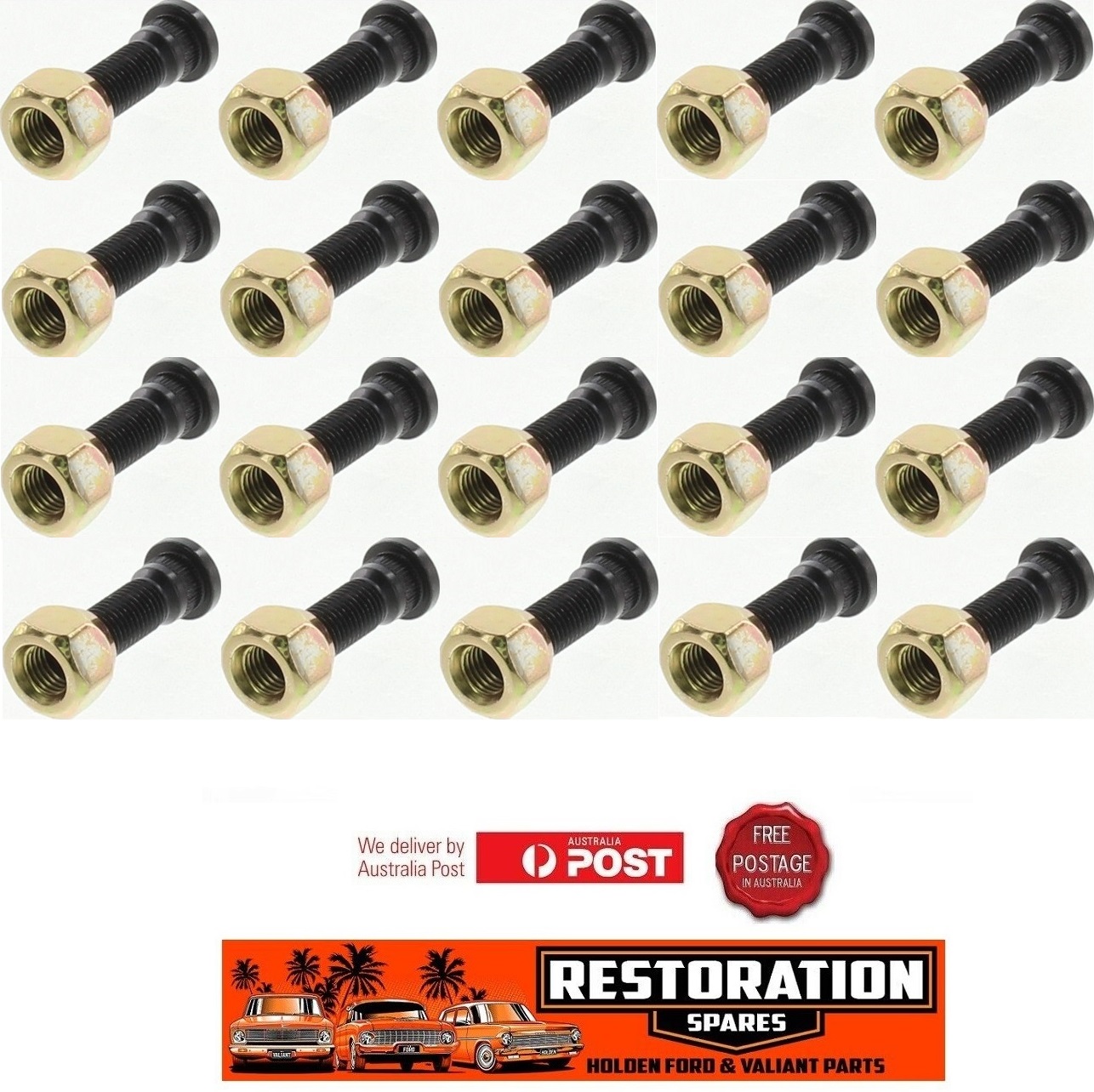 HOLDEN FE FC FB EK EJ EH HD HR HK HT HG WHEEL STUD & NUT KIT X 20