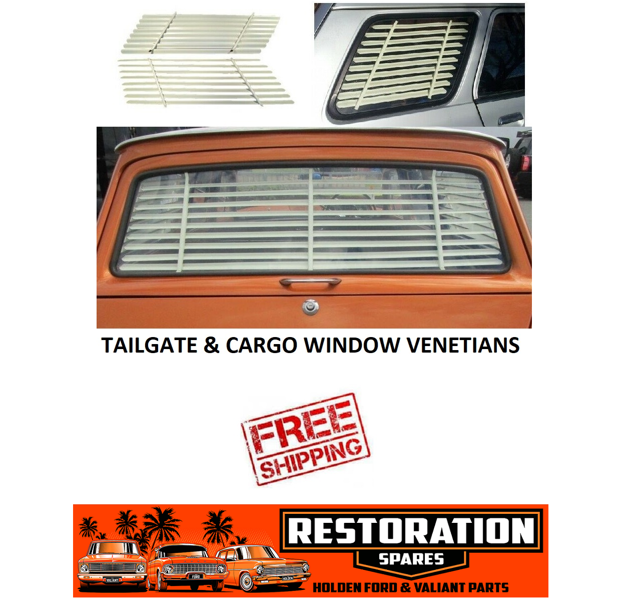 HOLDEN EJ EH STATION WAGON TAILGATE & CARGO WINDOW VENETIAN CREAM