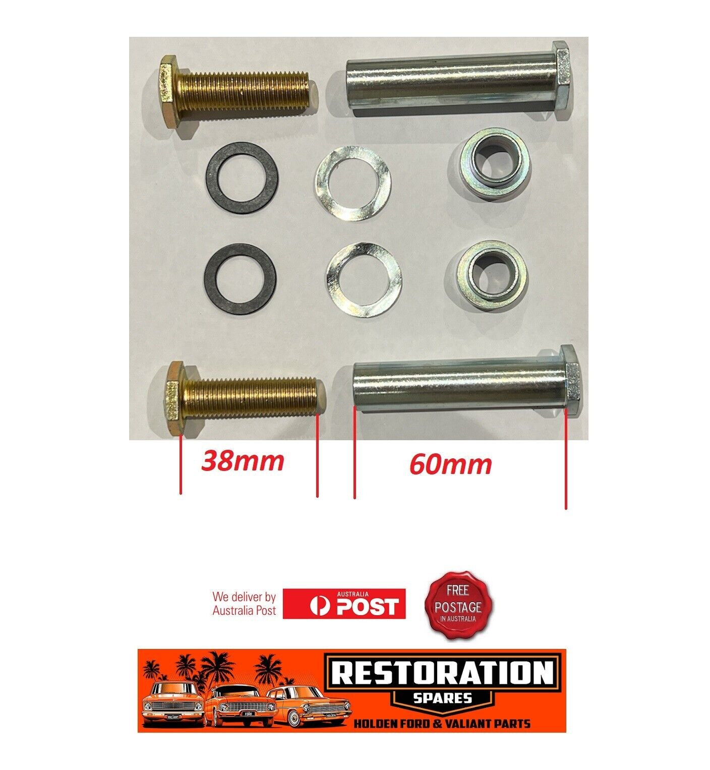 HOLDEN EJ EH SEAT BELT DOOR PILLAR BODY CRUSH TUBE BOLT SET (pair 2)