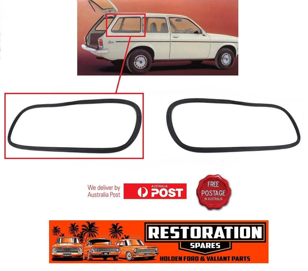 HOLDEN GEMINI STATION WAGON CARGO WINDOW REAR SIDE SEALS PAIR (2)