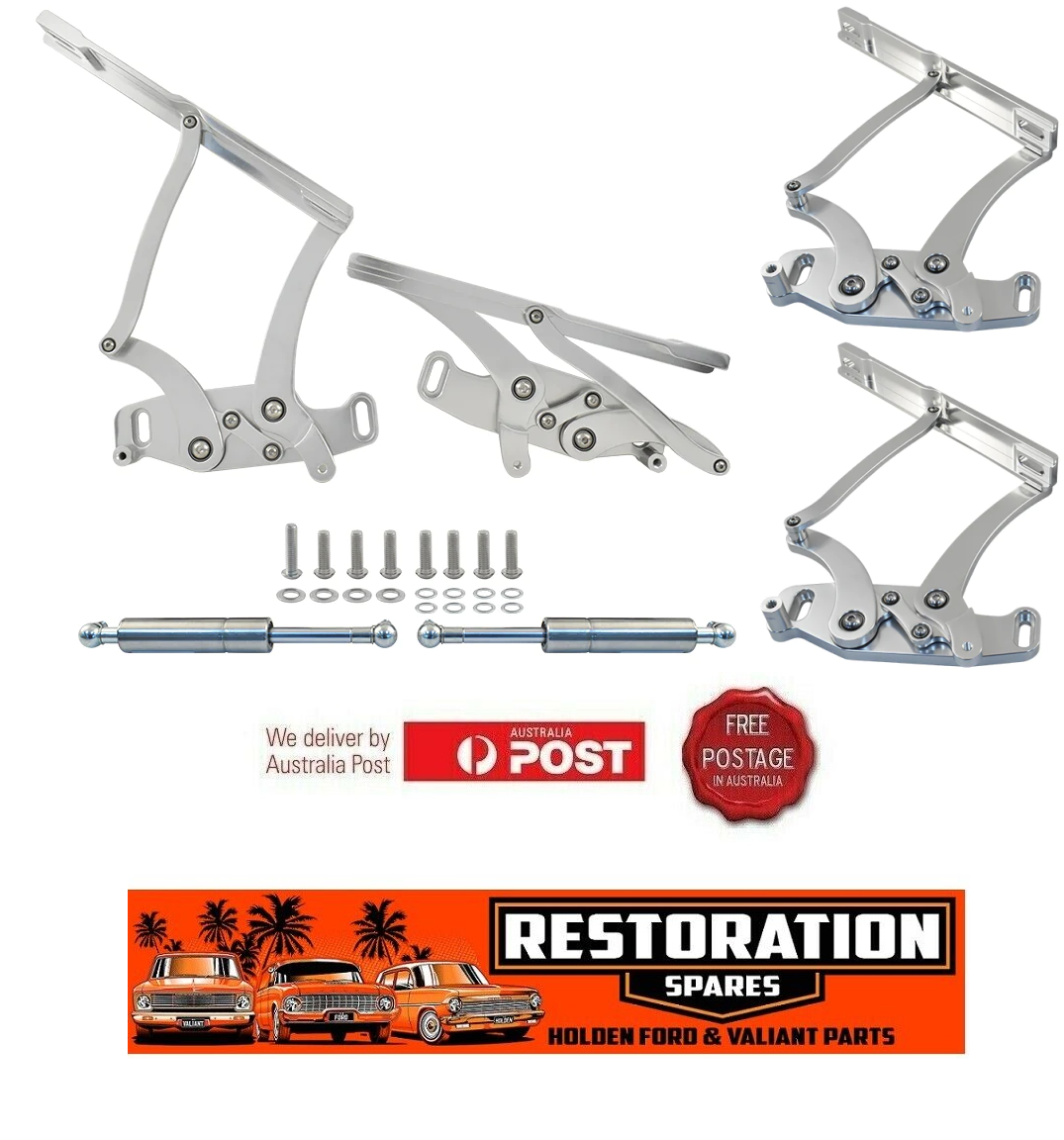 CHEVROLET CAMARO 1967 1968 1969 BILLET SILVER ALLOY BONNET HINGE KIT