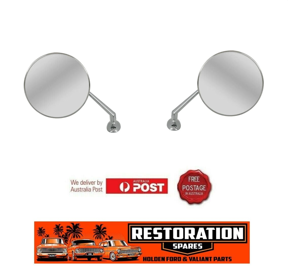 EARLY LUCAS STYLE FENDER GUARD MOUNTED MIIRORS LH & RH SIDES