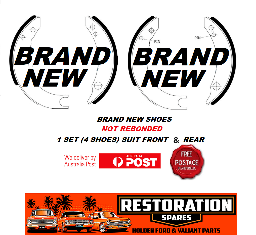 READ HOLDEN FJ LATE BRAKE SHOE FRONT & REAR STANDARD DIA DRUM 228.6mm READ