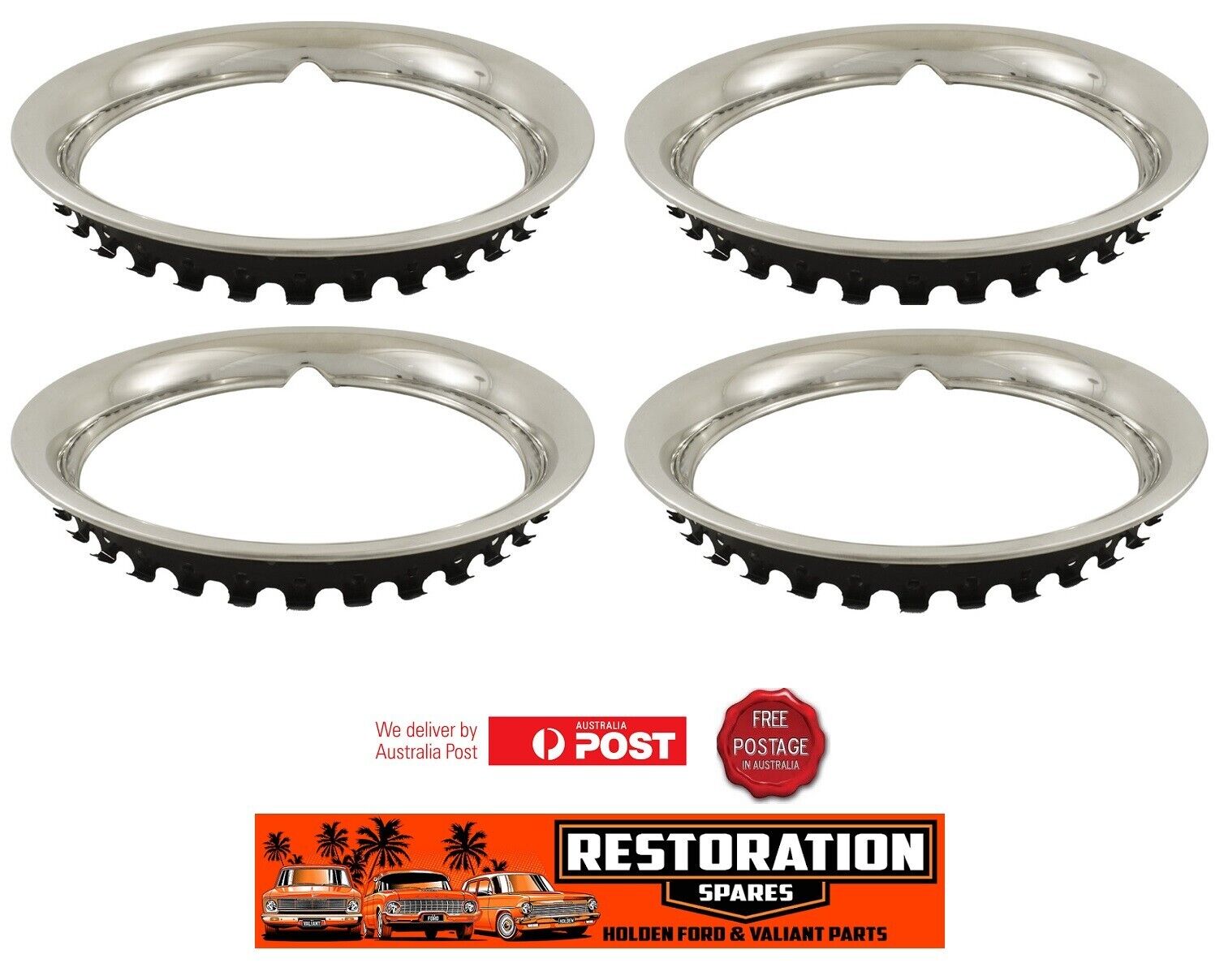 13″ INCH POLISHED STAINLESS STEEL DRESS TRIM RINGS SET OF 4