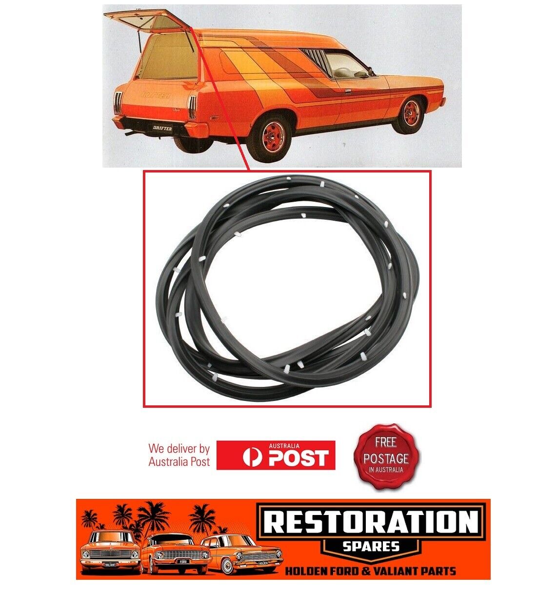 CHRYSLER VALIANT CL PANEL VAN UPPER TAILGATE RUBBER SEAL DRIFTER