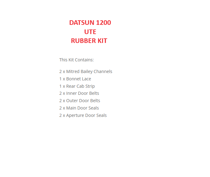 DATSUN 1200 UTE RUBBER KIT