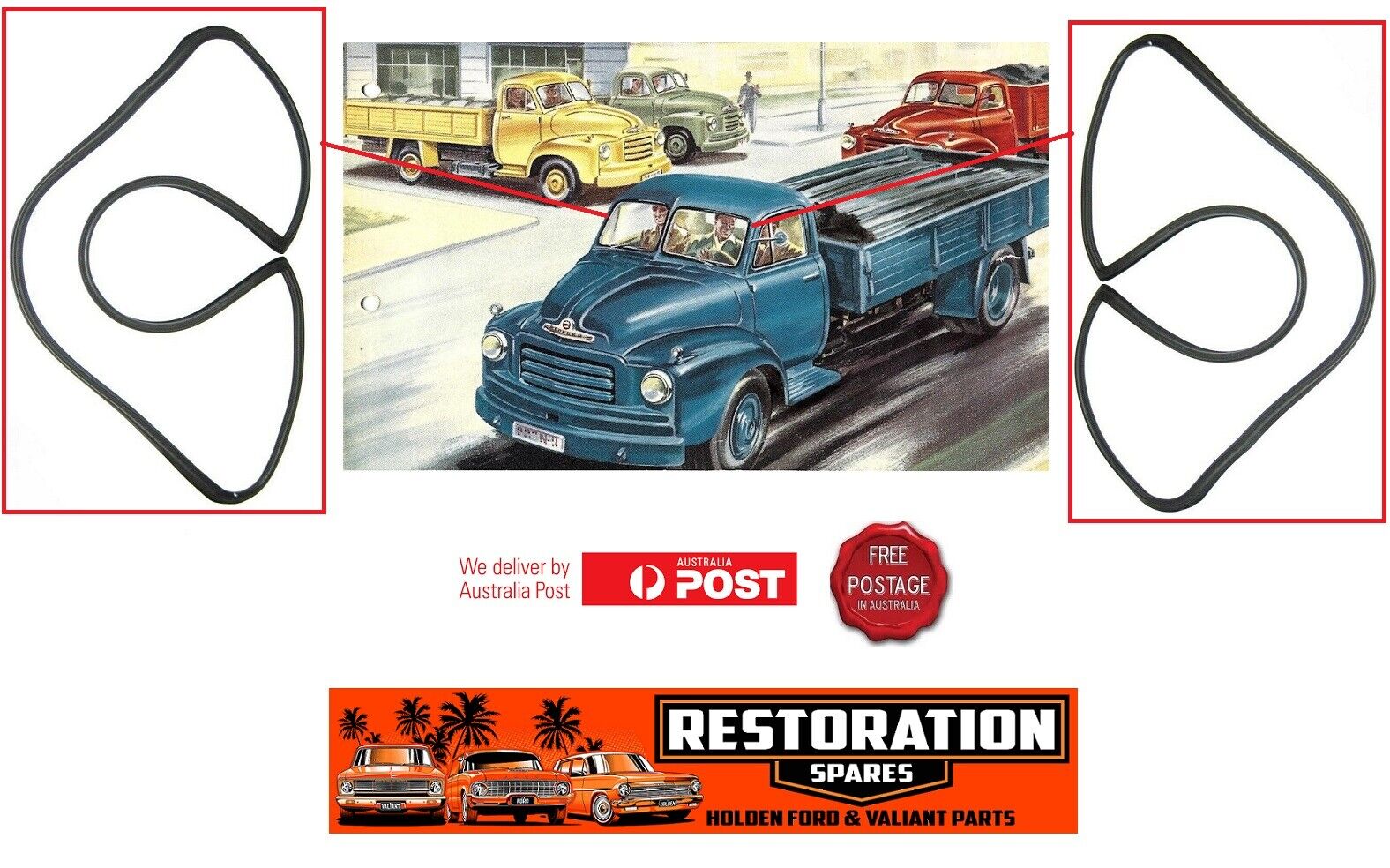 TA BEDFORD TRUCK FRONT SPLIT WINDSCREEN SEALS PAIR (2)