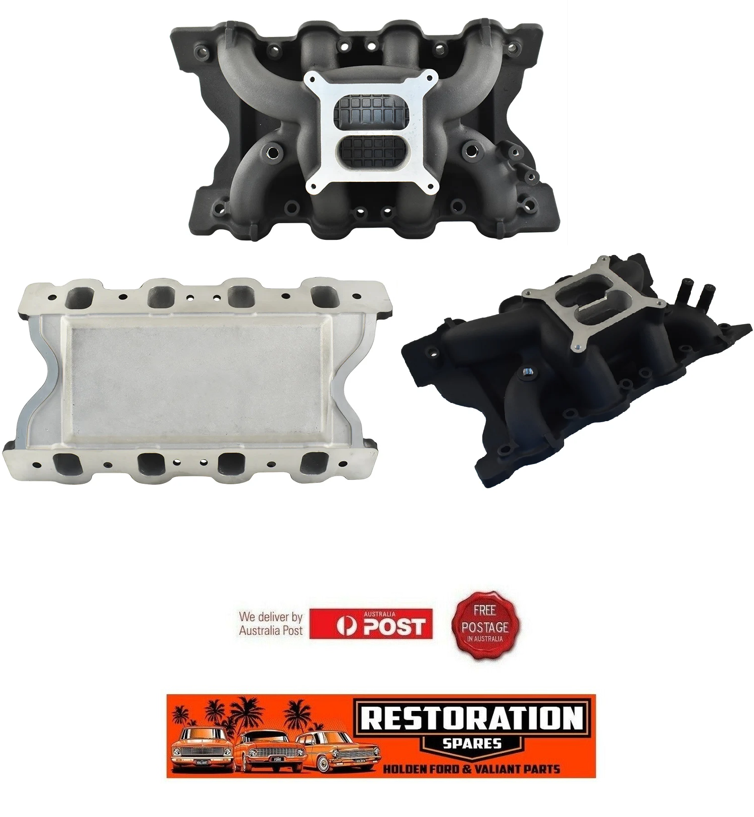 FORD CLEVELAND 302 2V 351 DUEL PLANE BLACK AFTERMARKET HIGH PERFORMANCE INLET MANIFOLD