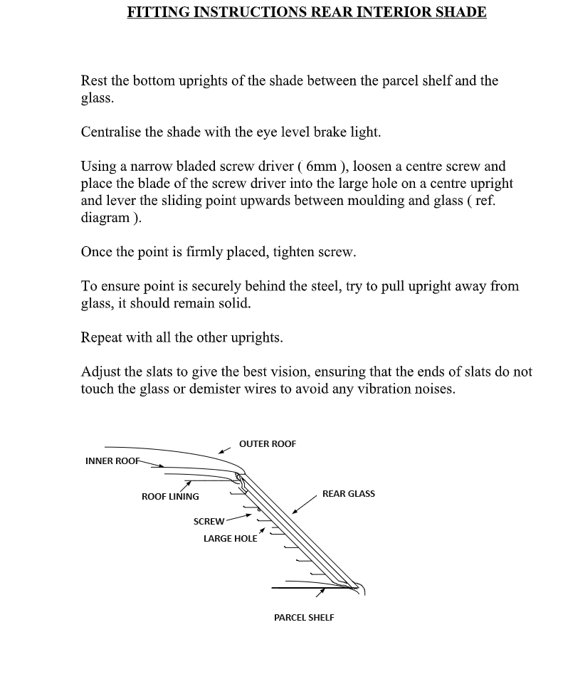 HOLDEN GEMINI TX TC TD TE TF TG SEDAN MAR75-MAY85 REAR INTERNAL VENETIAN BLACK