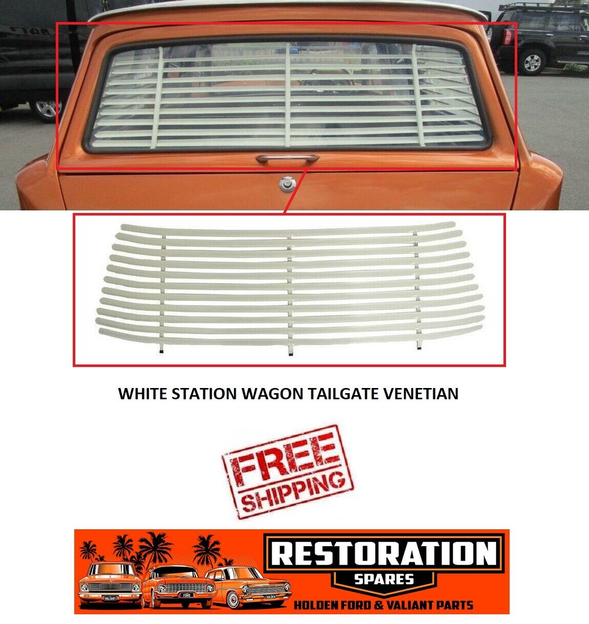 HOLDEN EJ EH STATION WAGON TAILGATE WINDOW VENETIAN CREAM