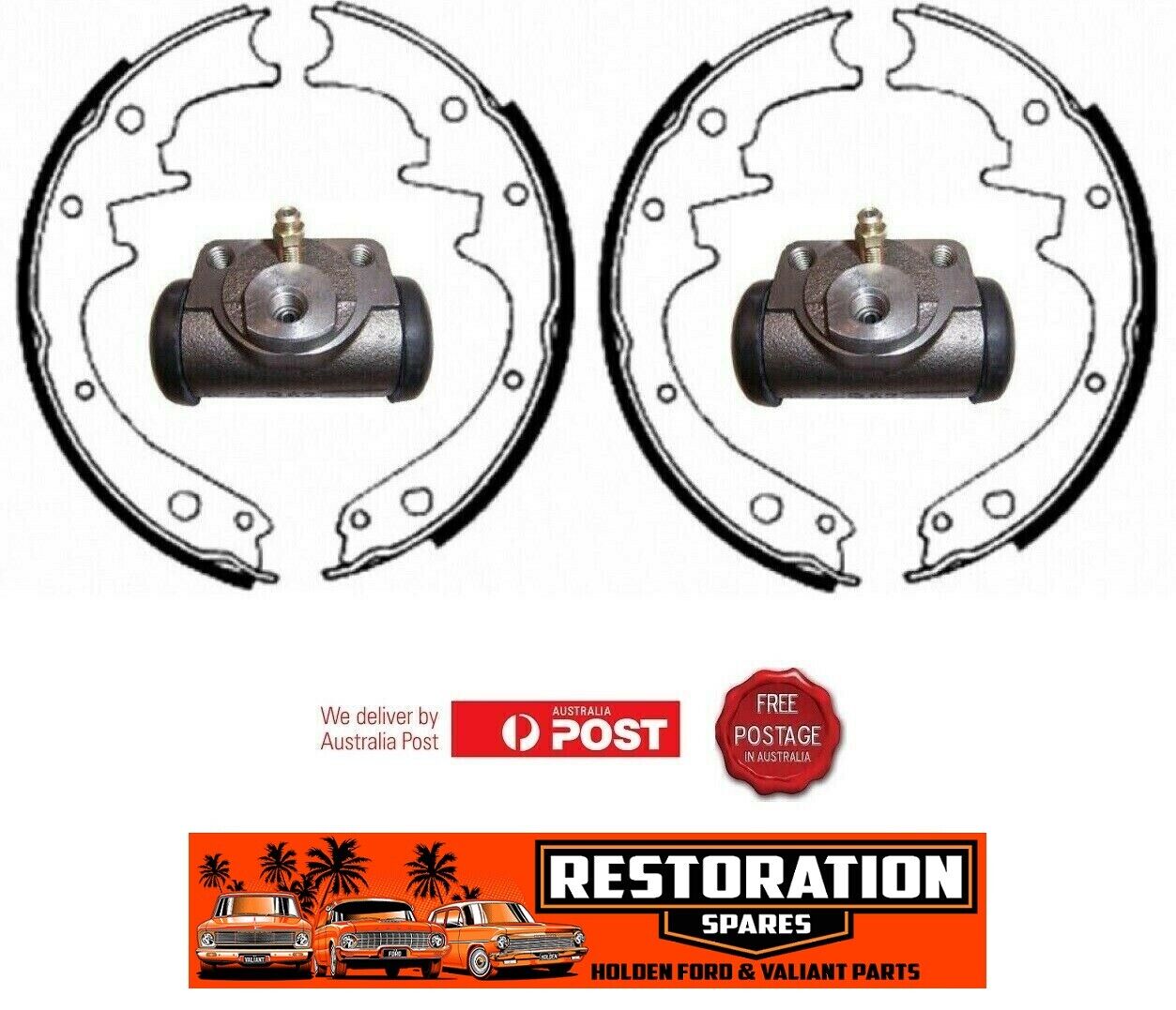 DRUM BRAKE REAR SHOES & WHEEL CYLINDERS SUITS 4 WHEEL DRUMS HOLDEN EJ EH HD HR