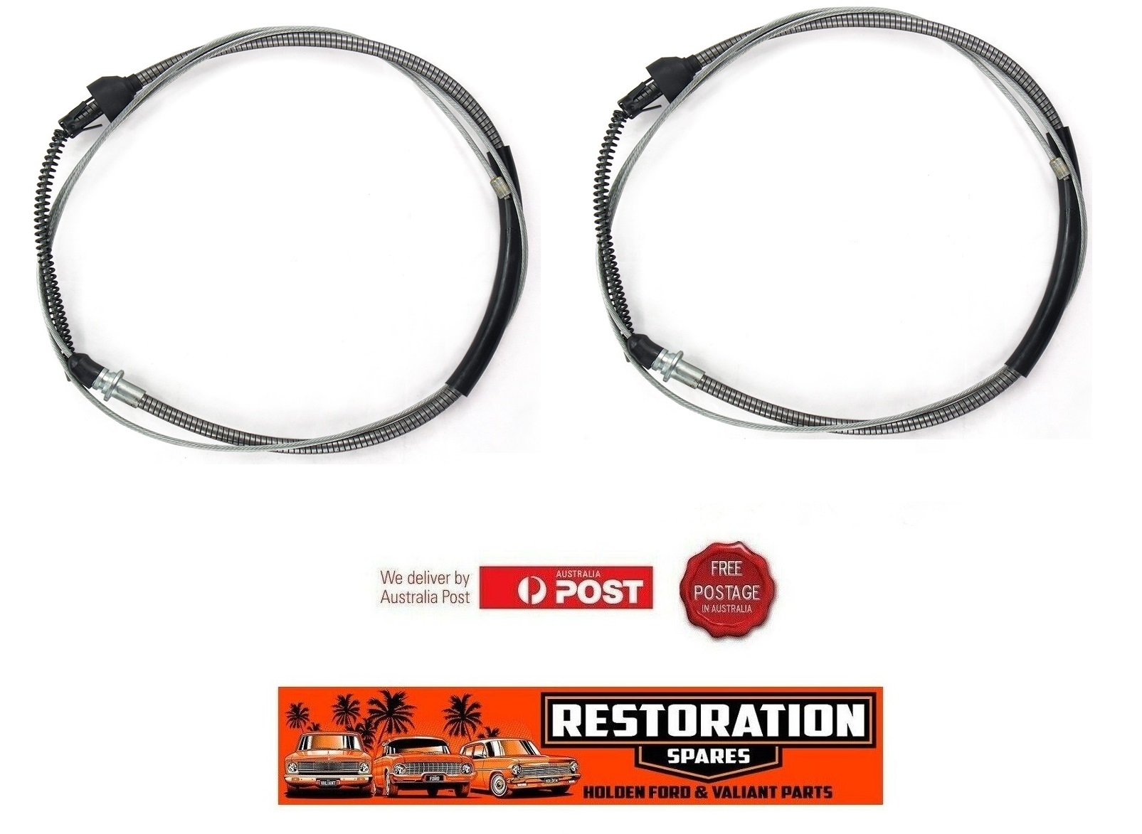 FORD GALAXIE 65-66 MODEL REAR HANDBRAKE CABLE PAIR (2)