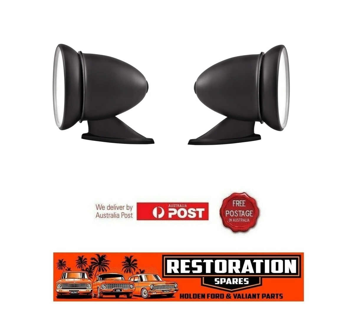 2 X BLACK DOOR GUARD BULLET SPORTS MIRROR