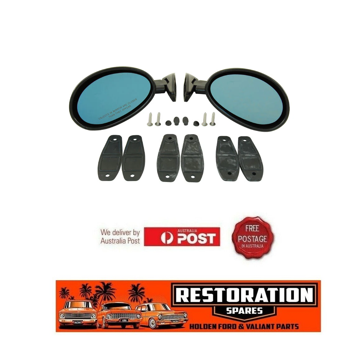 2 X BLACK CALIFORNIA CLASSIC STYLE DOOR SPORTS MIRROR SET (Read description)