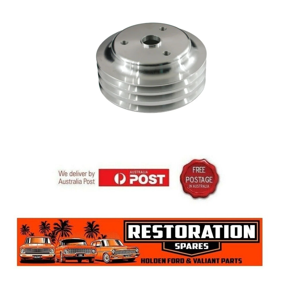 HQ HOLDEN GM CHEV SMALL BLOCK 3 GROVE CRANK PULLY SUITS LONG NOSE WATER PUMP