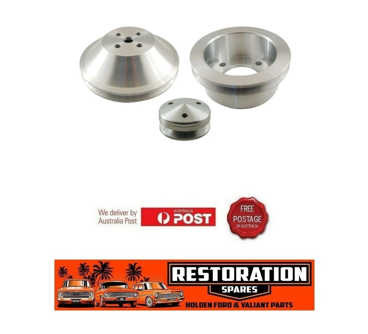 ALLOY PULLEY SET SUITS FORD WINDSOR/CLEVELAND ENGINE 1969 ON SINGLE GROVE