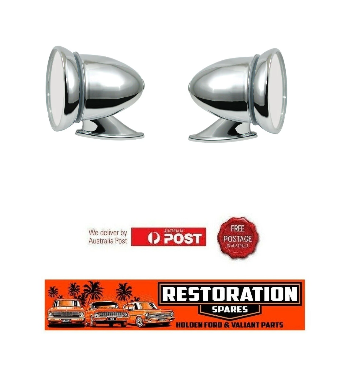 2 X CHROME DOOR GUARD BULLET SPORTS MIRROR