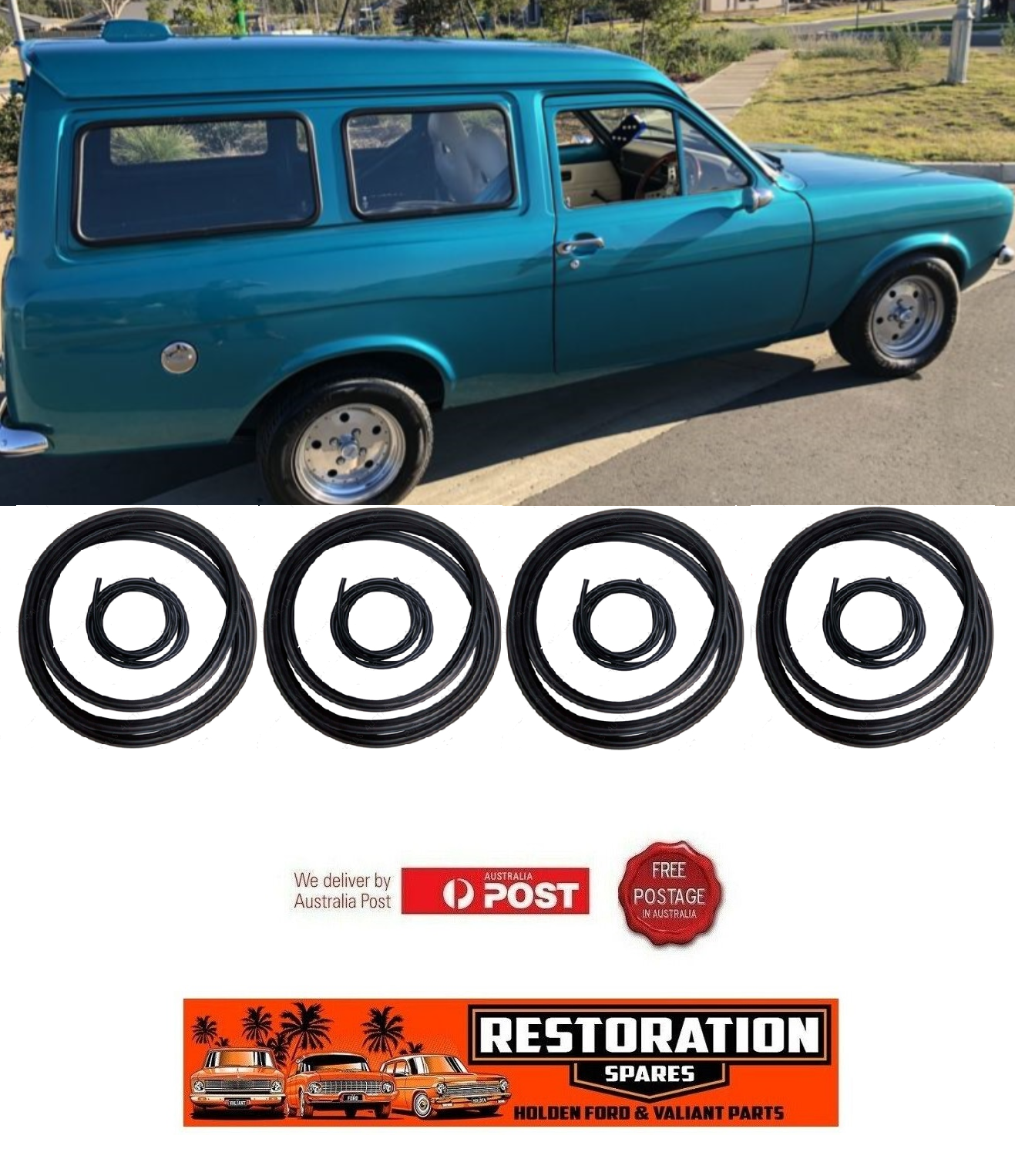 FORD ESCORT MK1 MK2 PANEL VAN SIDE REAR QUARTER WINDOW GLASS SEALS (4)