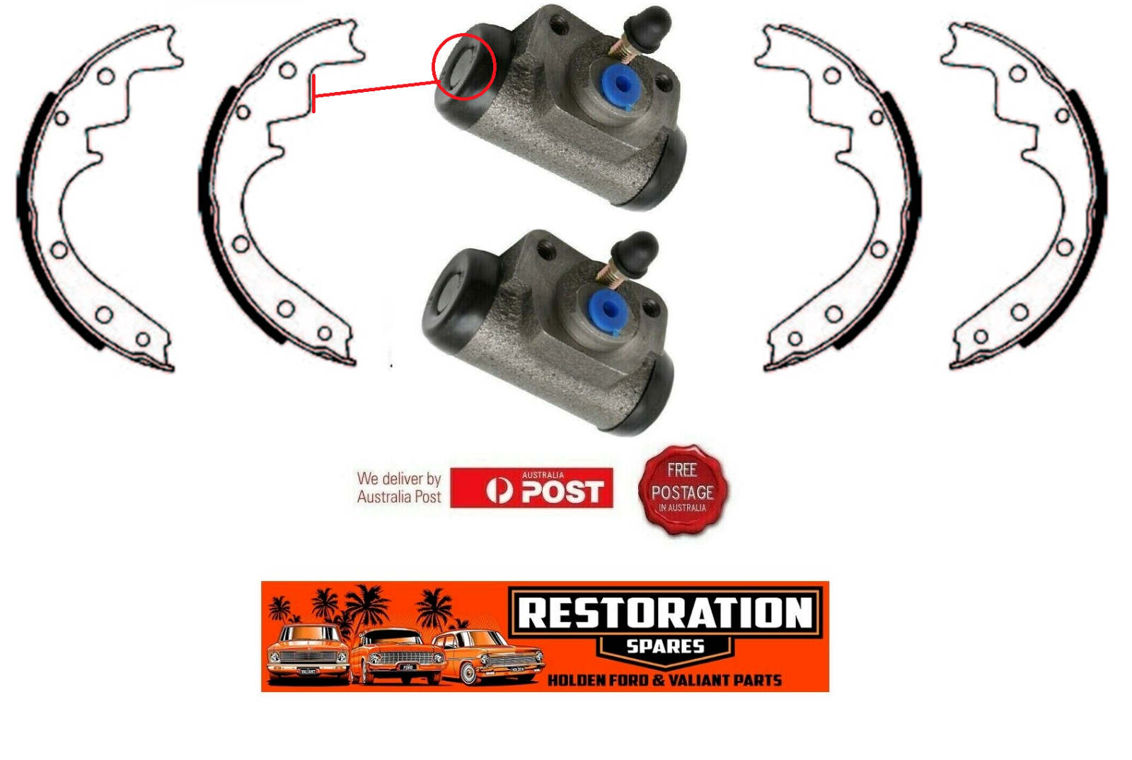 HOLDEN EJ EH REAR BRAKE SHOES & CYLINDERS FITTED HR DISC BRAKE FRONT