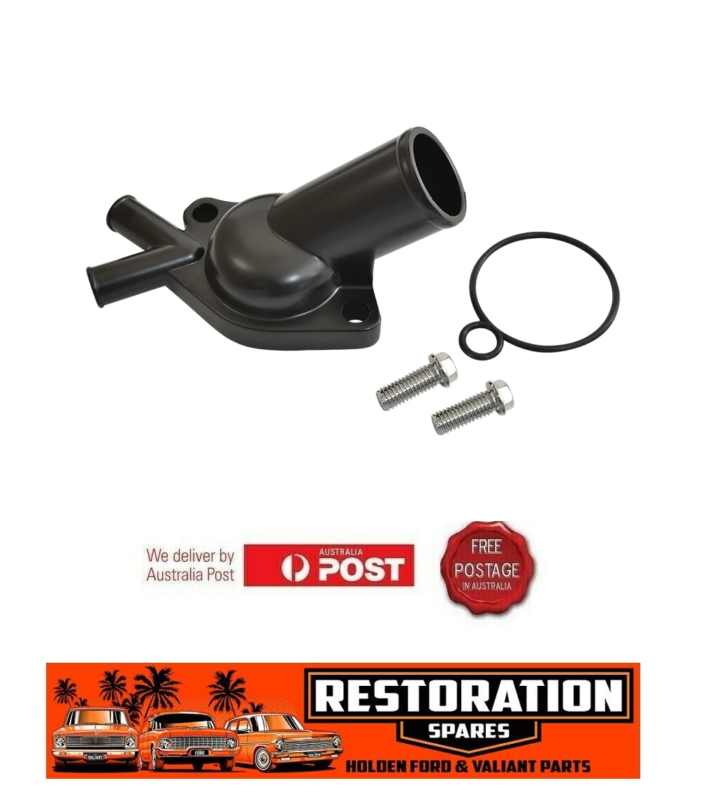 ALUMINUM BLACK THERMOSTAT HOUSING DUEL HEATER HOSE OUTLET HOLDEN 253 308