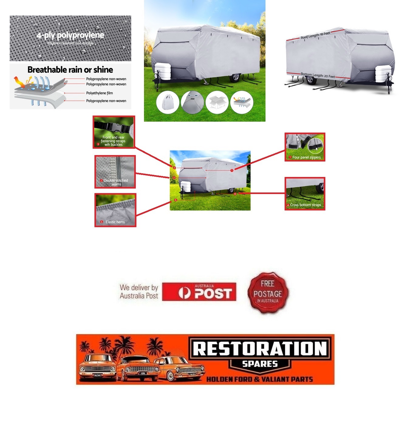 18-20ft CARAVAN CAMPERVAN COVER UV AND WATER RESISTANT