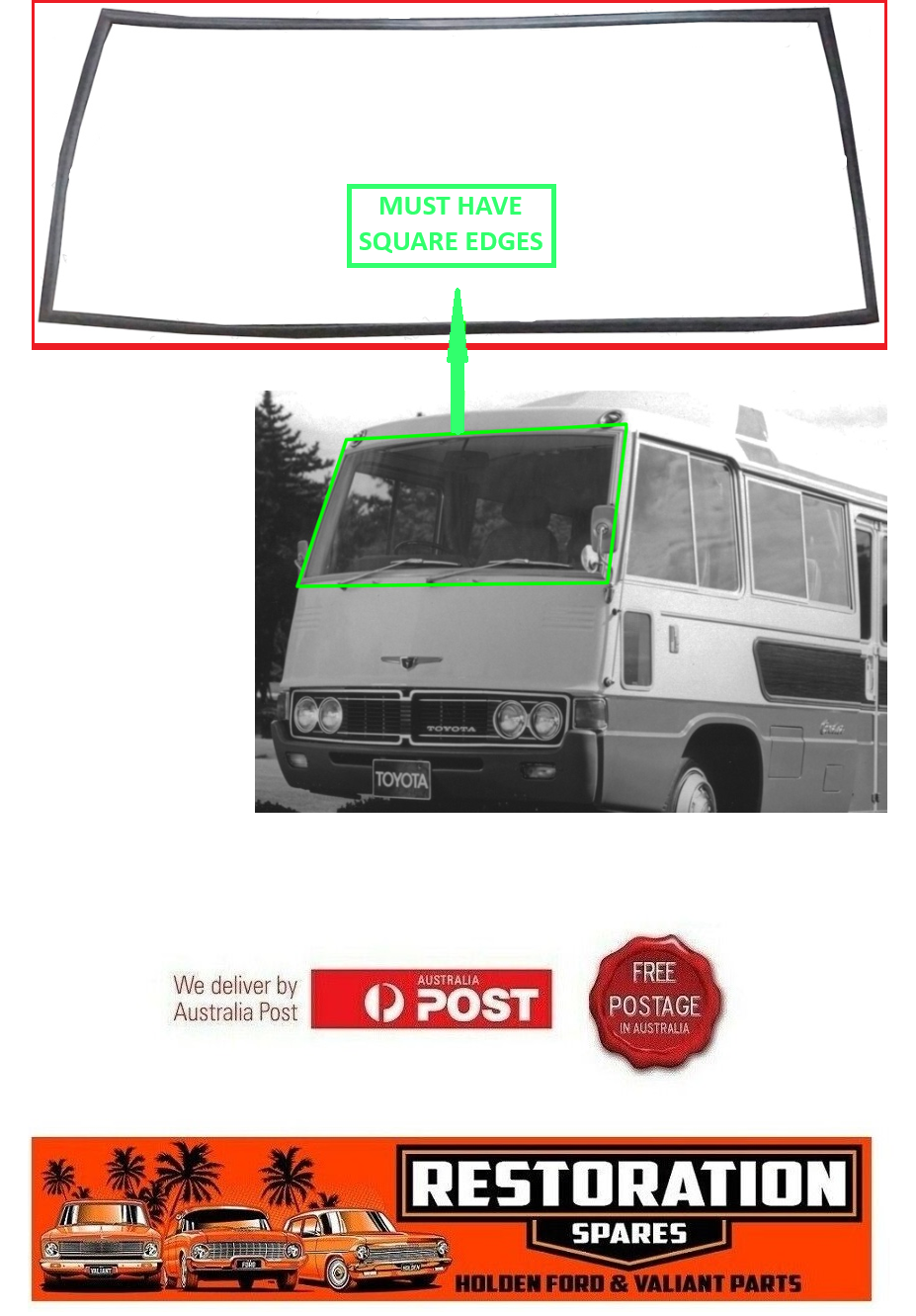 FRONT WINDSCREEN SEAL FITS TOYOTA COASTER BUS EARLY RU18 RU19 1967-77