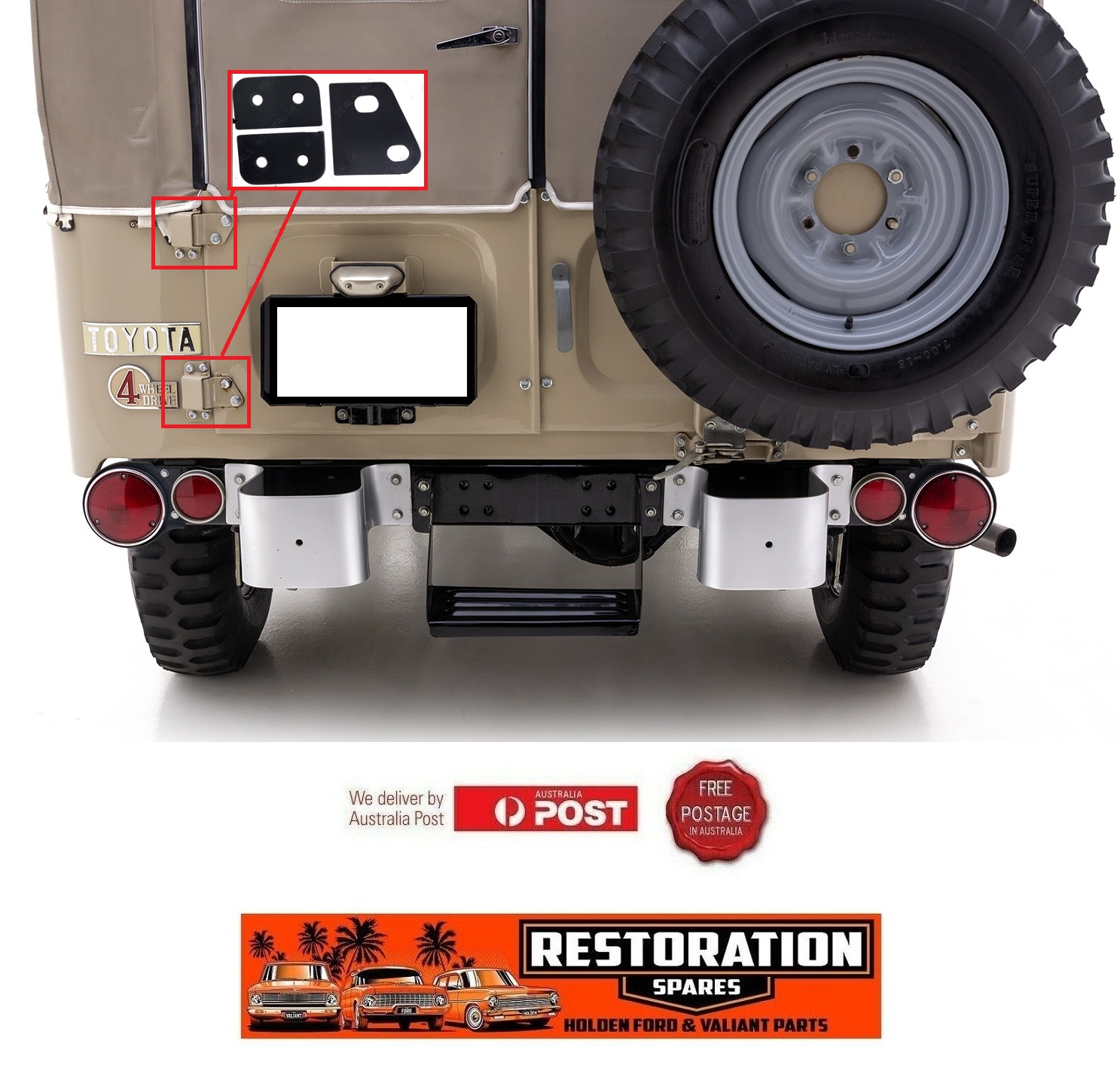 40 SERIES TOYOTA LANDCRUISER LOWER BARN DOOR HINGE RUBBER GASKET KIT (NO ROOF)