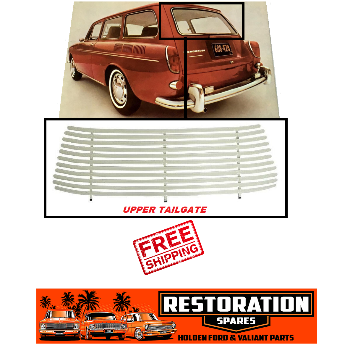 VW VOLKSWAGEN TYPE 3 1962-74 STATION WAGON REAR TAILGATE VENETIAN CREAM IN COLOUR