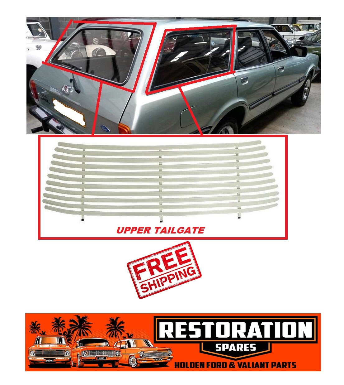 FORD CORTINA TE TF STATION WAGON REAR CARGO & TAILGATE VENETIAN CREAM IN COLOUR