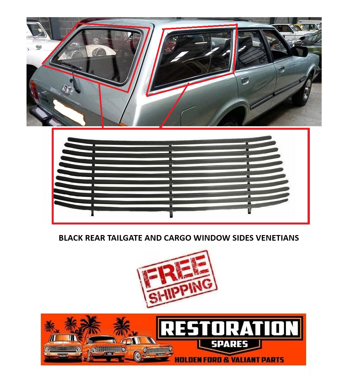 FORD CORTINA TE TF STATION WAGON REAR CARGO & TAILGATE VENETIAN BLACK IN COLOUR