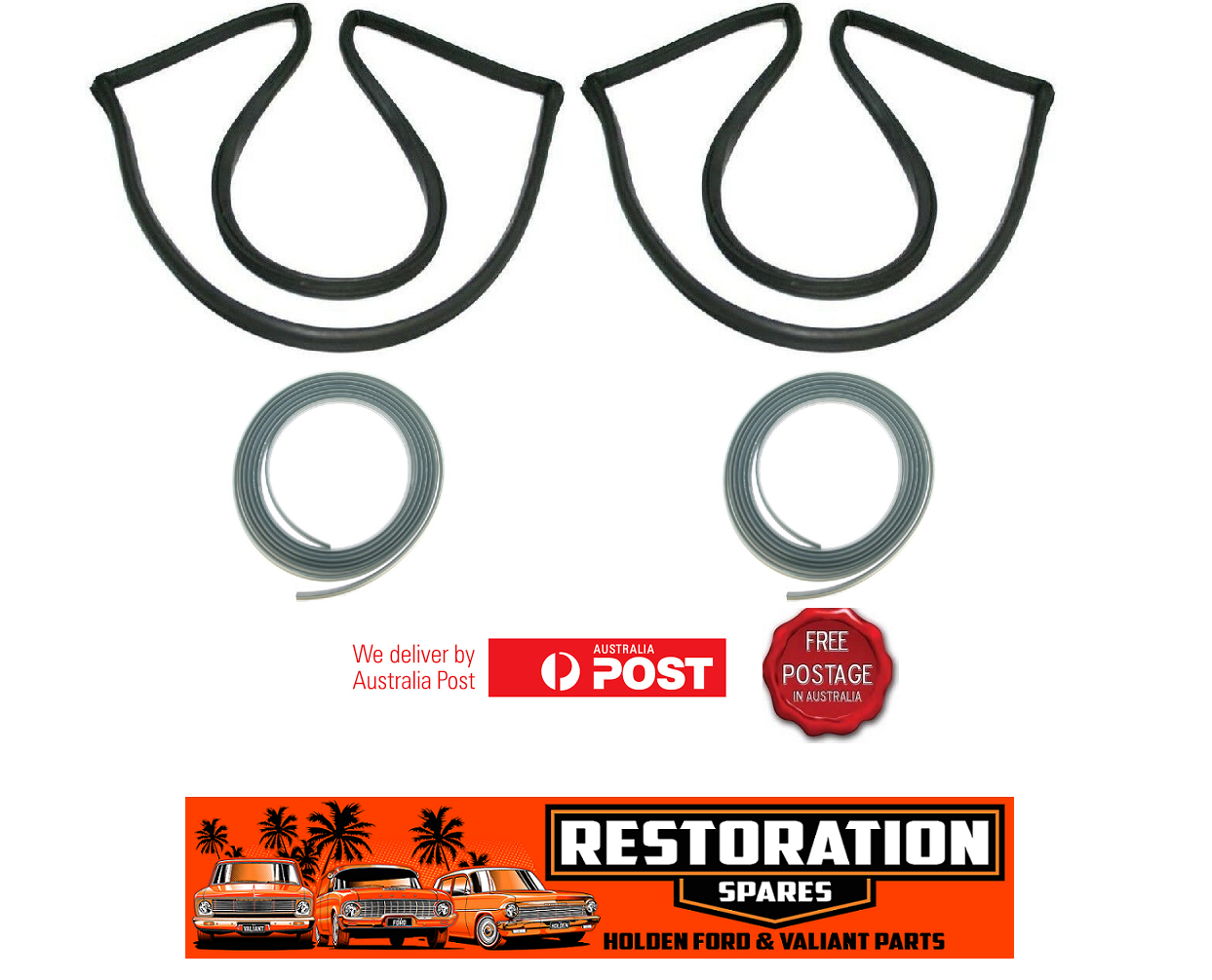 HOLDEN GEMINI TX TC TD TE TF TG SEDAN FRONT & REAR WINDSCREEN SEAL & LOCKSTRIP