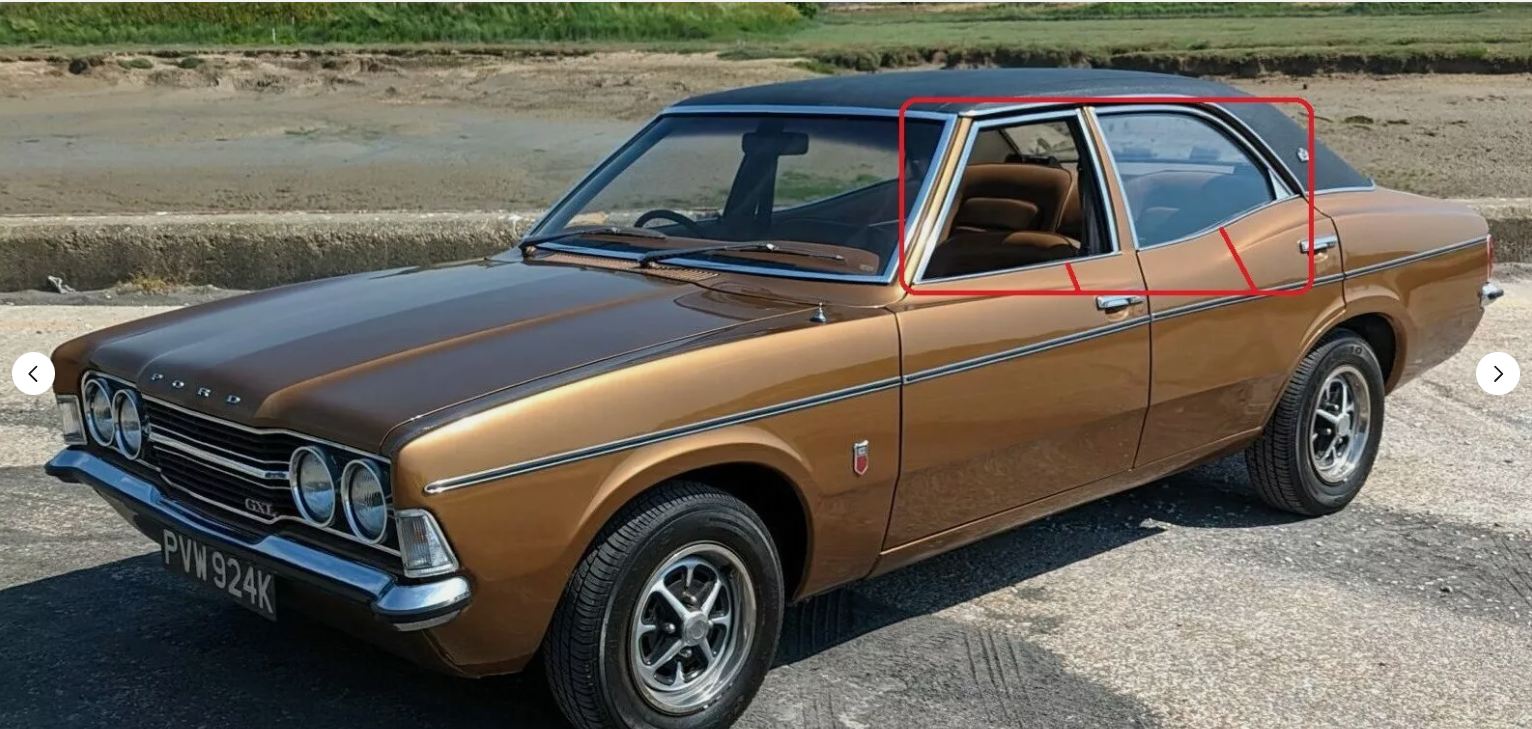 FORD TC CORTINA SEDAN WAGON FRONT REAR INNER & OUTER DOOR BELTS