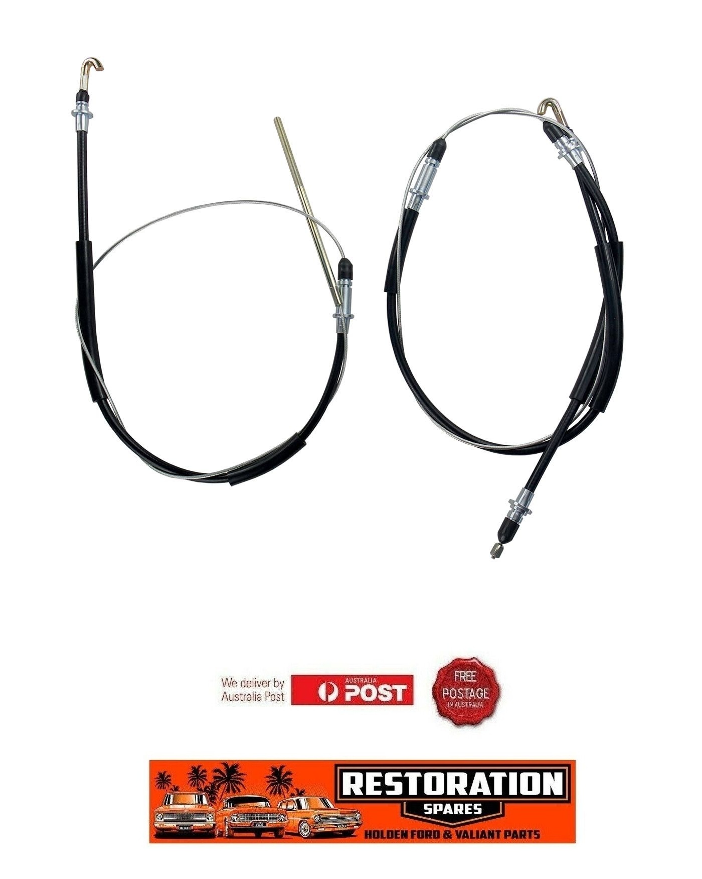 FORD FALCON EA EB SEDAN REAR HANDBRAKE CABLES PAIR (2) DISC BRAKE REAR