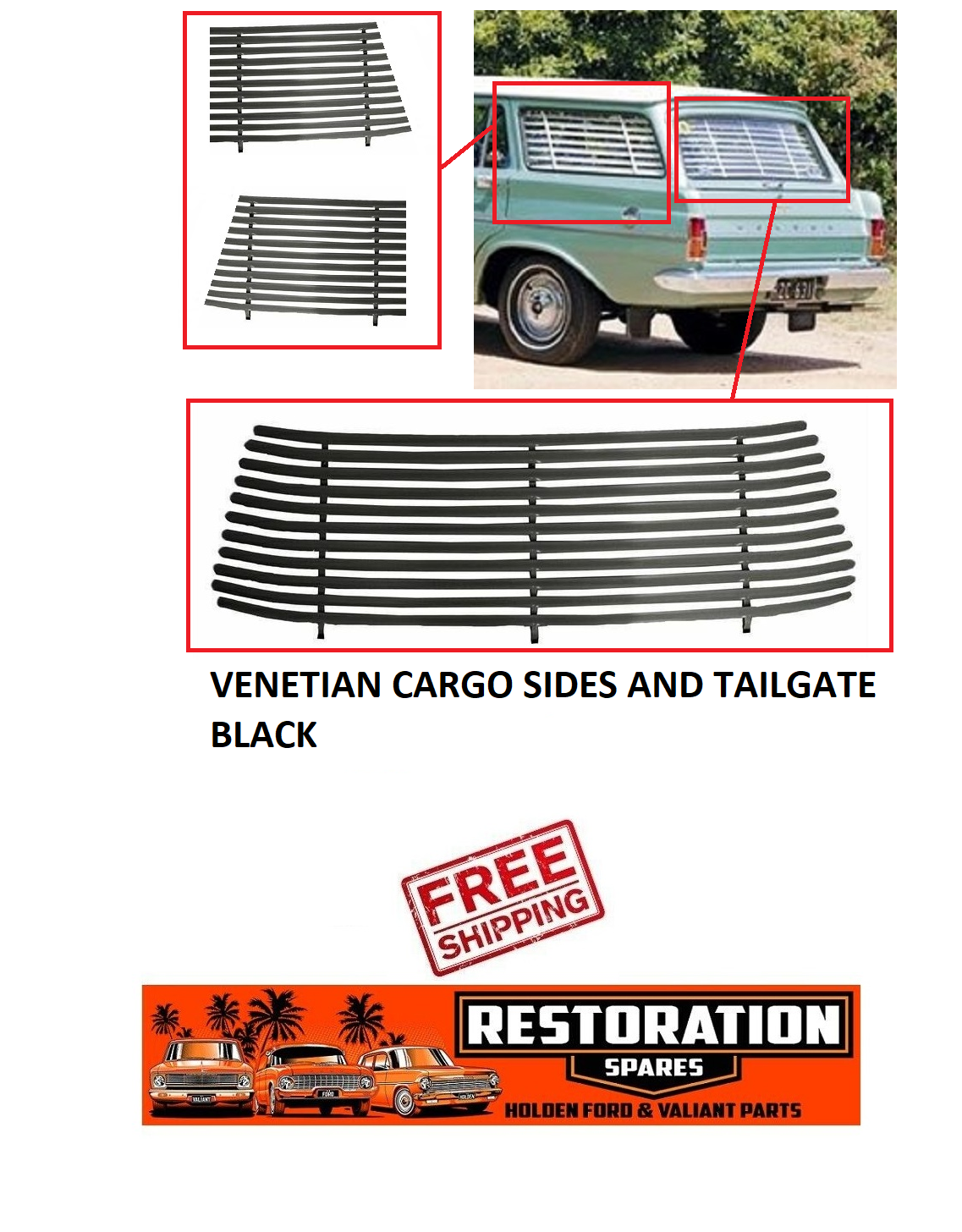 HOLDEN COMMODORE VK VL WAGON CARGO WINDOW X 2 & TAILGATE VENETIAN KIT BLACK